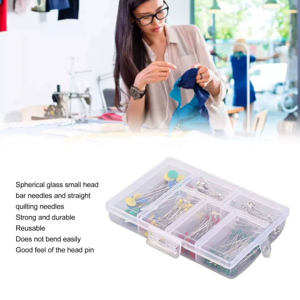 400-Piece Glass Ball Head Sewing Pins – Multicolor Straight Pins