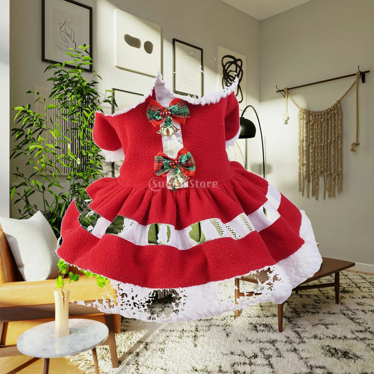 Dog Christmas Costume Dress – Fleece Santa Outfit Small Dogs