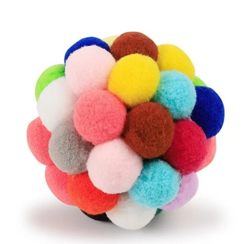 Interactive Plush Bouncy Ball Cat Toy – Colorful Yarn Teaser