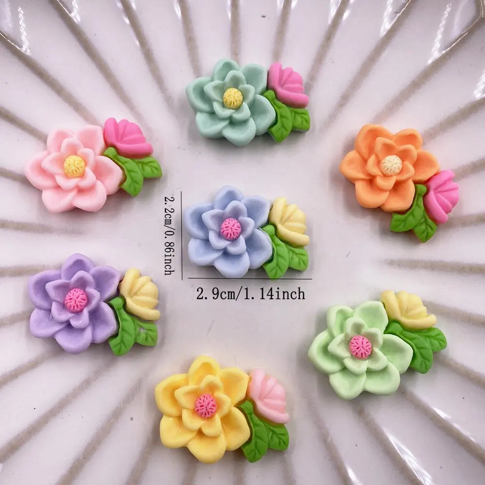 10PCS Resin Lotus Flatback Figurines | DIY Craft Embellishments