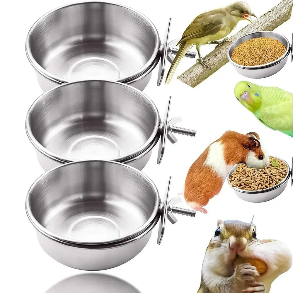Stainless Steel Hanging Cage Bowl – Pet Feeder Dish