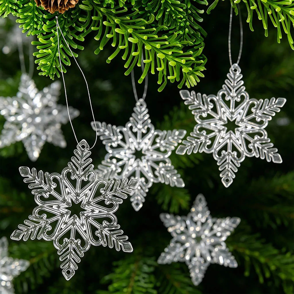 Transparent Snowflake Pendant Ornaments – 6-Pack Holiday Decor