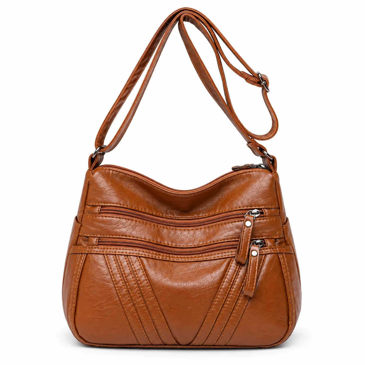 Women's Washed PU Leather Large Crossbody Shoulder Bag