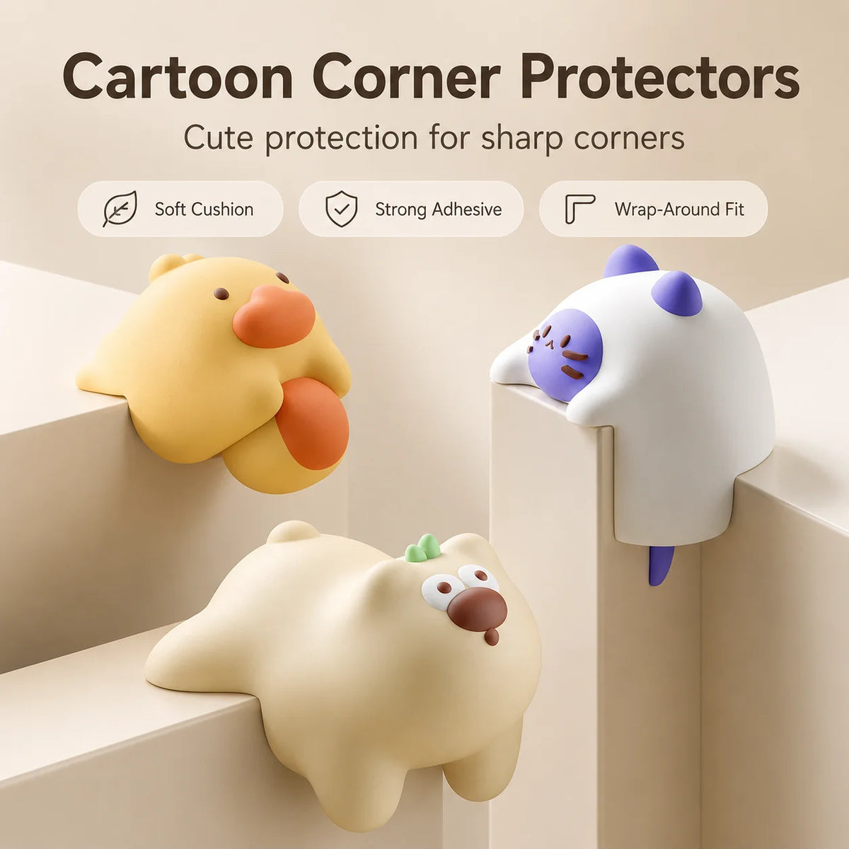 Cartoon Silicone Corner Guards – Soft Table Edge Protectors