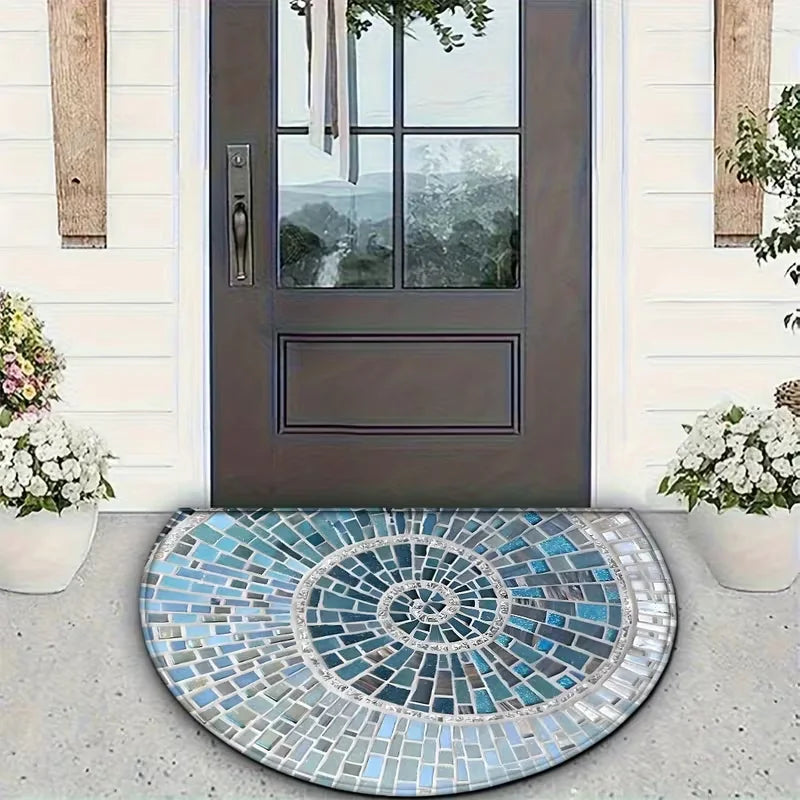Semi-Circular Geometric Mosaic Door Mat – Indoor & Outdoor