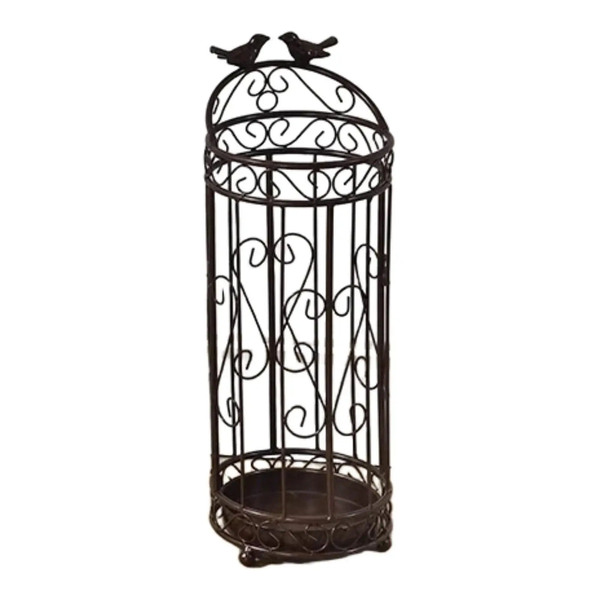 Wrought Iron Umbrella Stand with Drip Tray | Round Holder