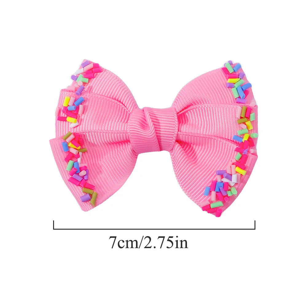 12-Pack Handmade Double Stacked Grosgrain Hair Bow Clips for Girls