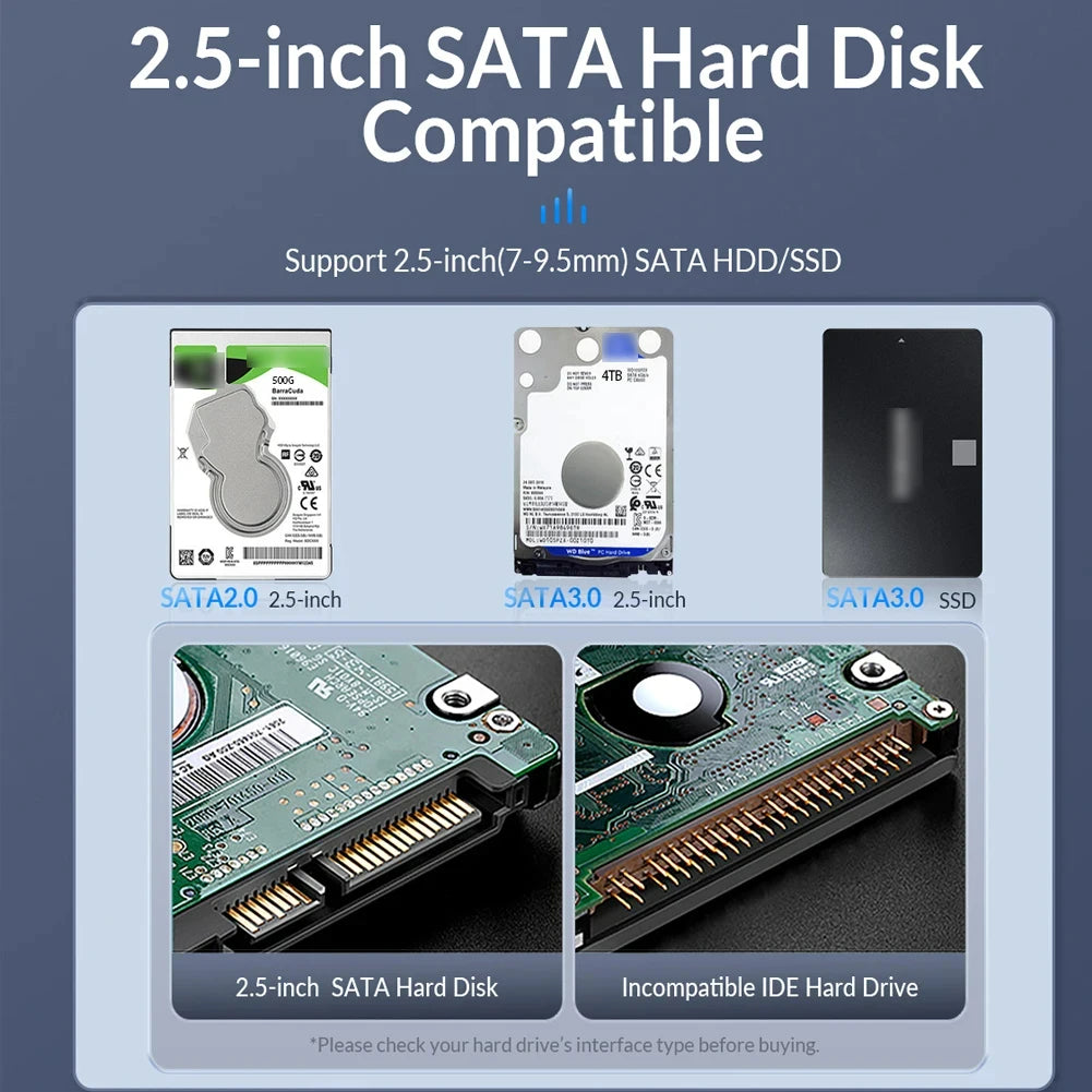 2.5" SATA to USB 3.1/3.0 HDD SSD External Enclosure – 6Gbps