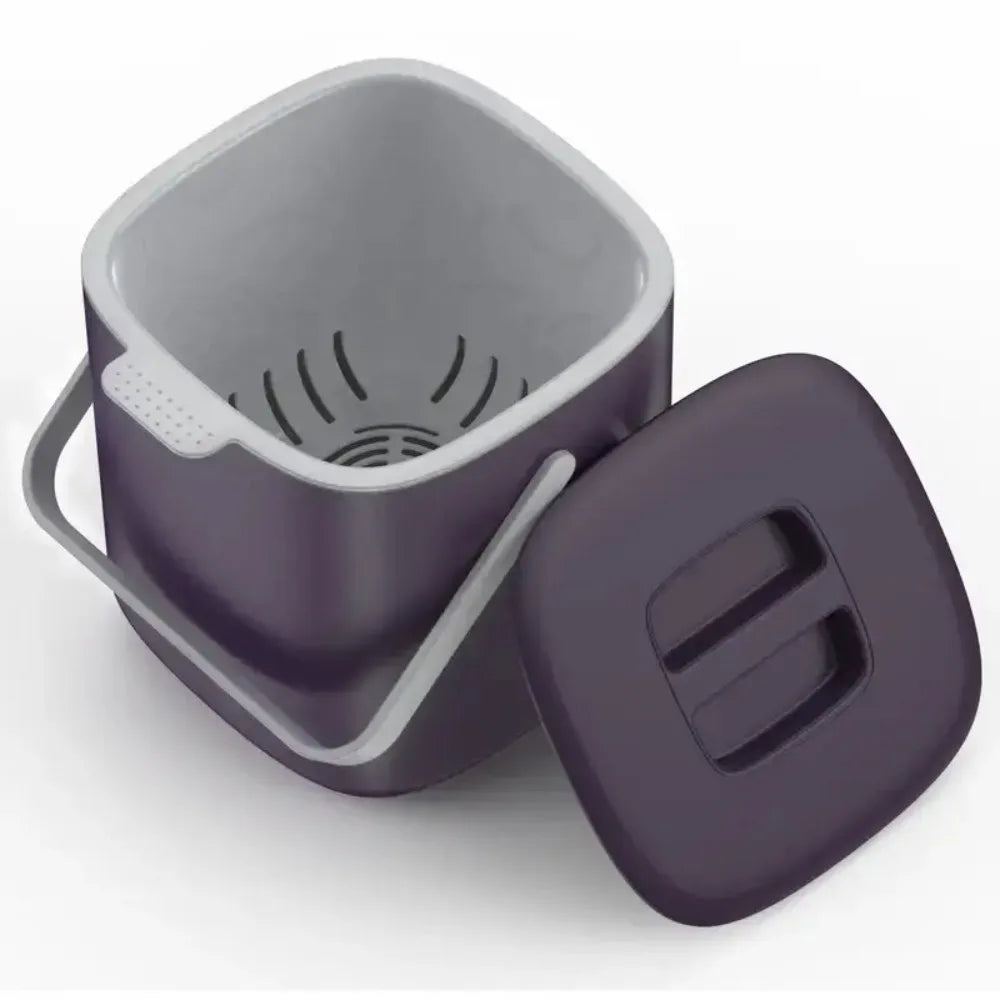 Portable Trash Can with Lid & Drain Basket | Dry Wet Waste