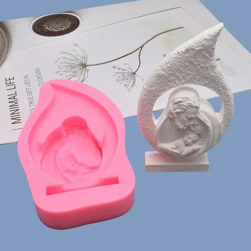 3D Jesus & Madonna Silicone Mold – Candle Soap Resin Plaster