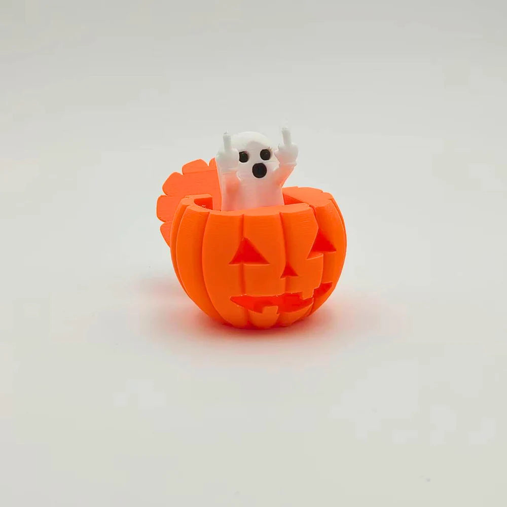 Halloween Pumpkin Ghost 3D Printed Figurine | Desktop Decor
