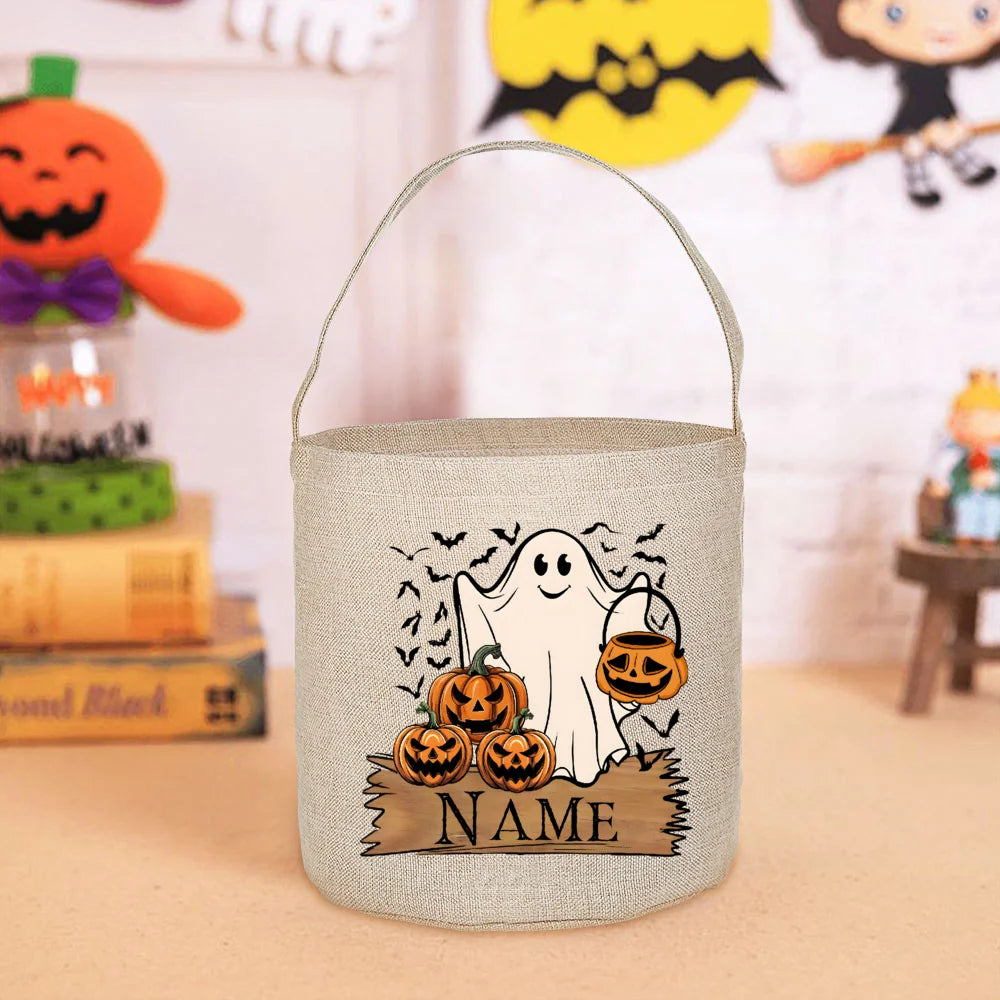 Halloween Trick or Treat Tote Bag – Pumpkin & Bats Design