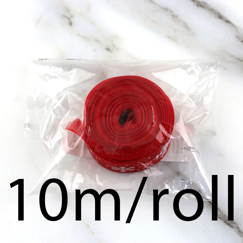 25mm Red Organza Christmas Snowflake Ribbon – 10M Roll