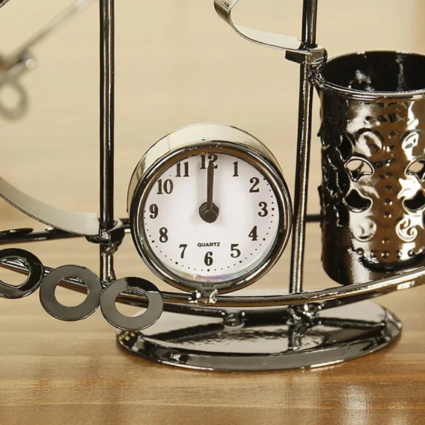 Sailboat Metal Pen Holder with Clock – Creative Desk Organizer