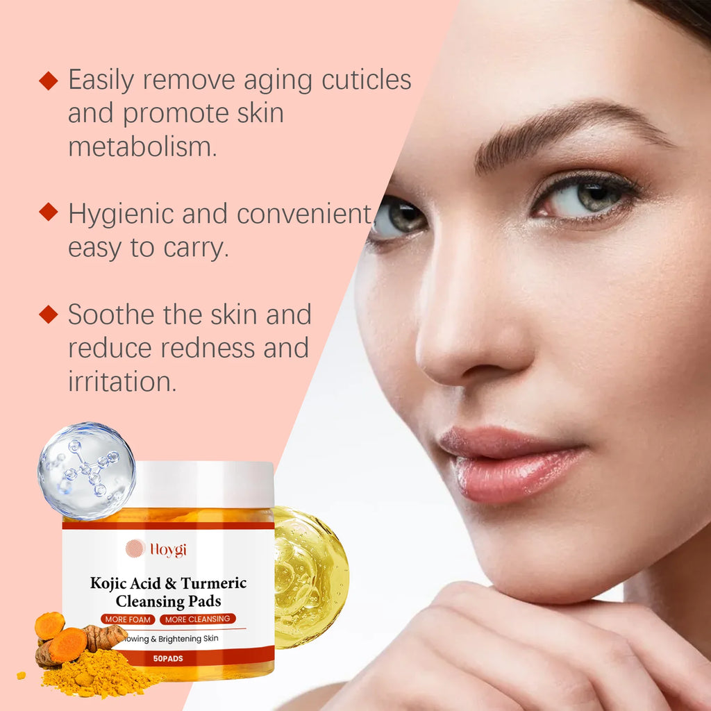 Turmeric Kojic Cleansing Pads – Brighten & Exfoliate 50pcs