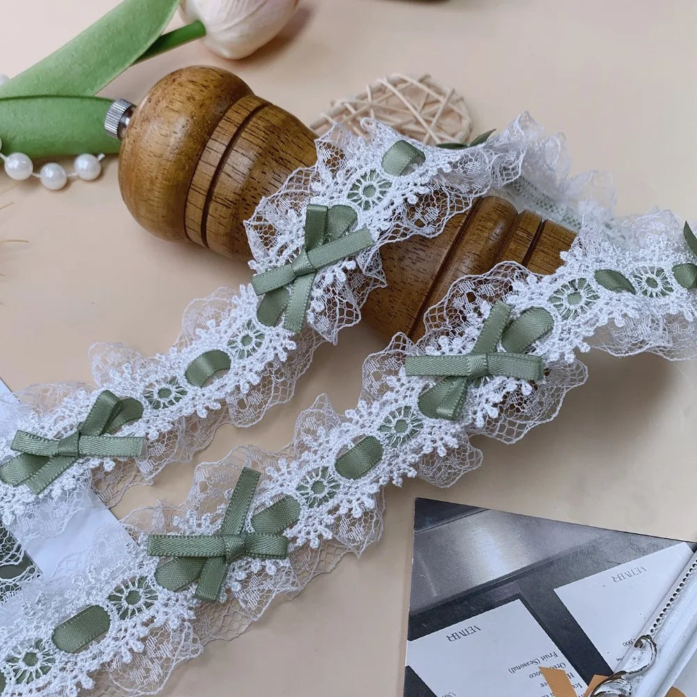 1 Yard Pleated Bow Lace Trim Ribbon – Sewing & Wedding Décor