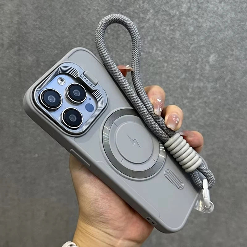 MagSafe iPhone Case – Fold Lens Stand & Wrist Strap | AKABEILA