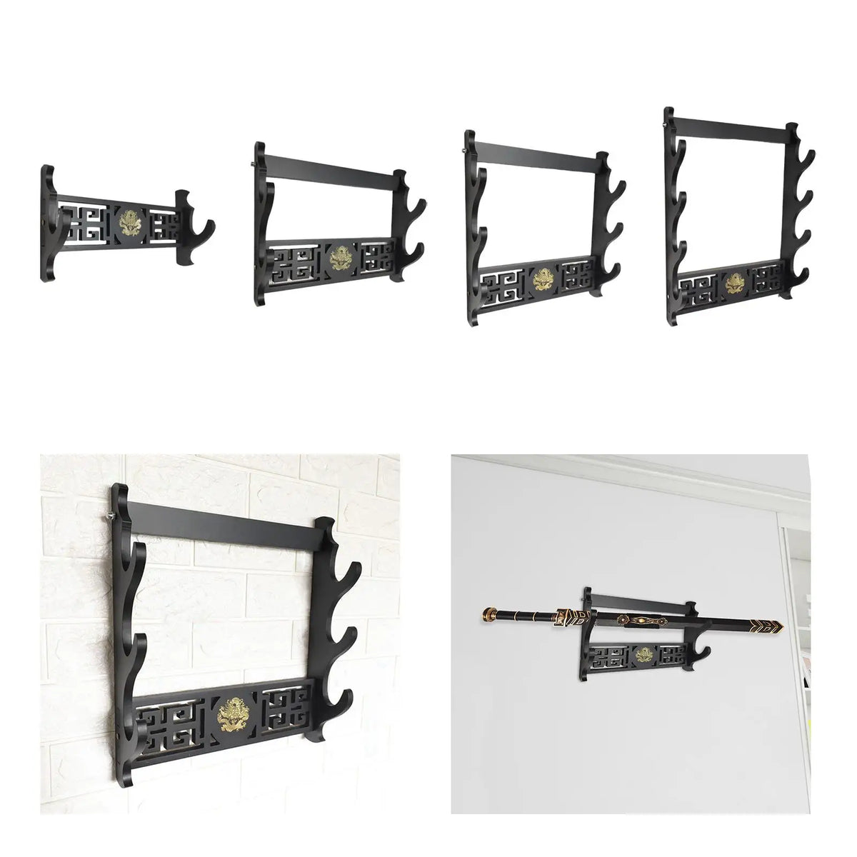 Samurai Sword Wall Mount Display Rack – Dragon Bracket Holder
