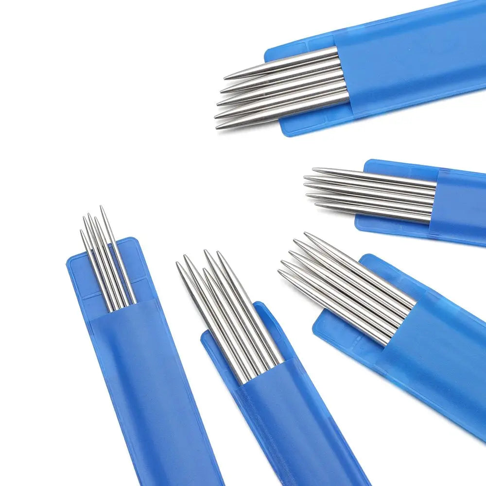 5-Piece Stainless Steel Straight Knitting Needles – 7 Sizes