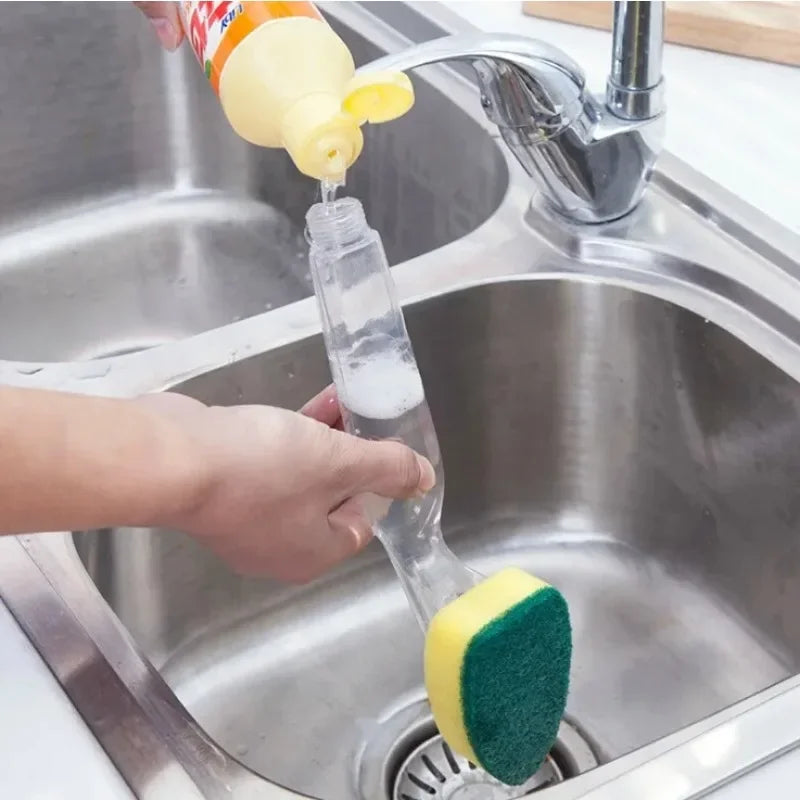 Refillable Soap Dispenser Dish Brush – Kitchen Sponge Scrubber