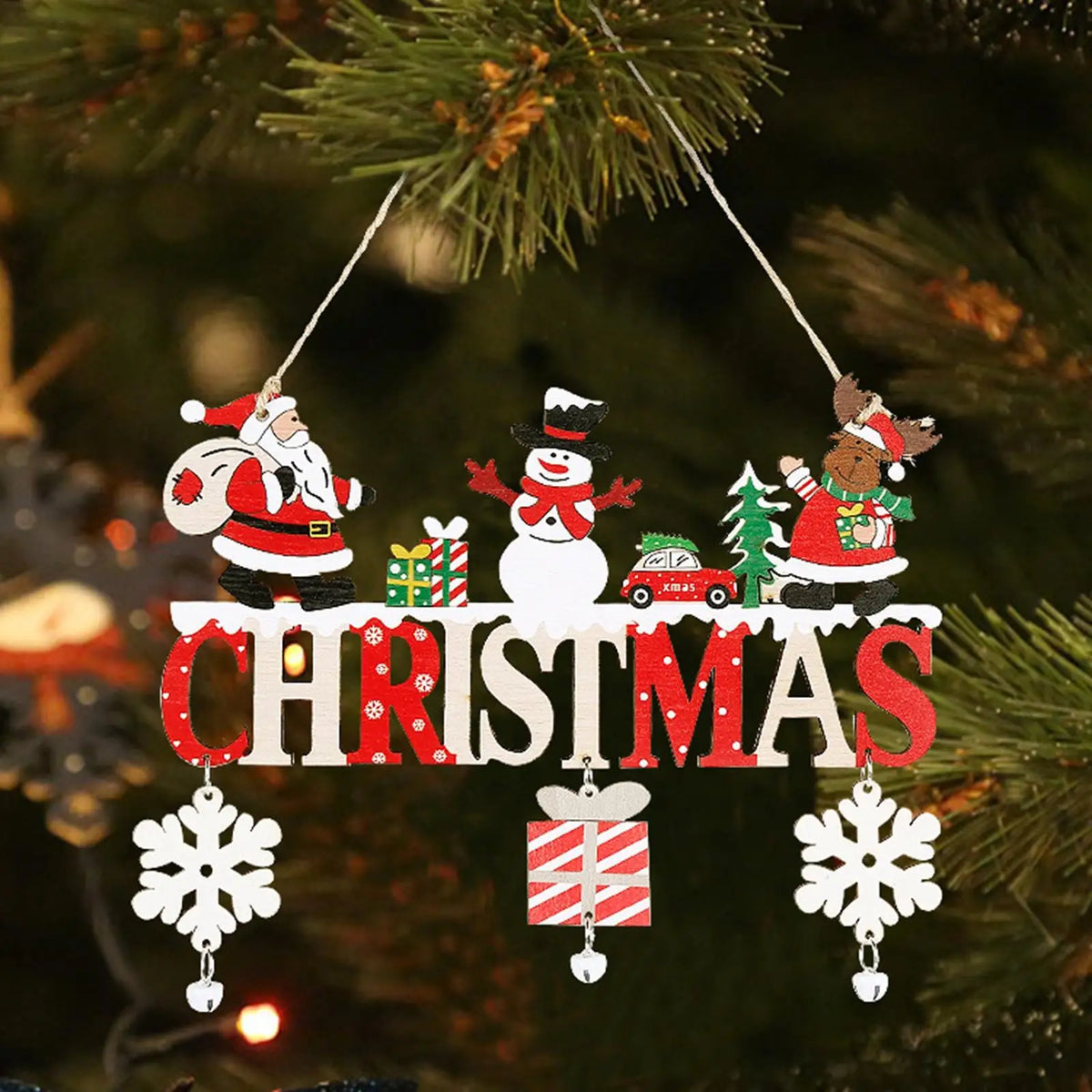 Wooden Christmas Hanging Ornament – Gnome & Santa Pendant