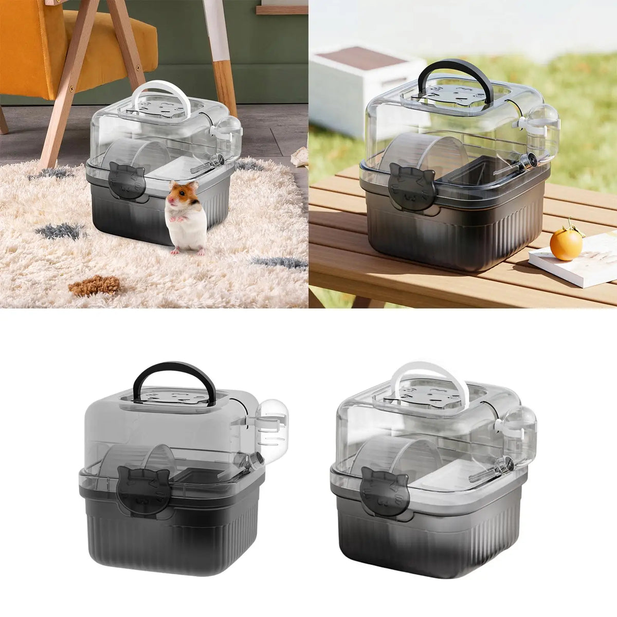 Portable Hamster Carrier Cage with Water Bottle & Wheel