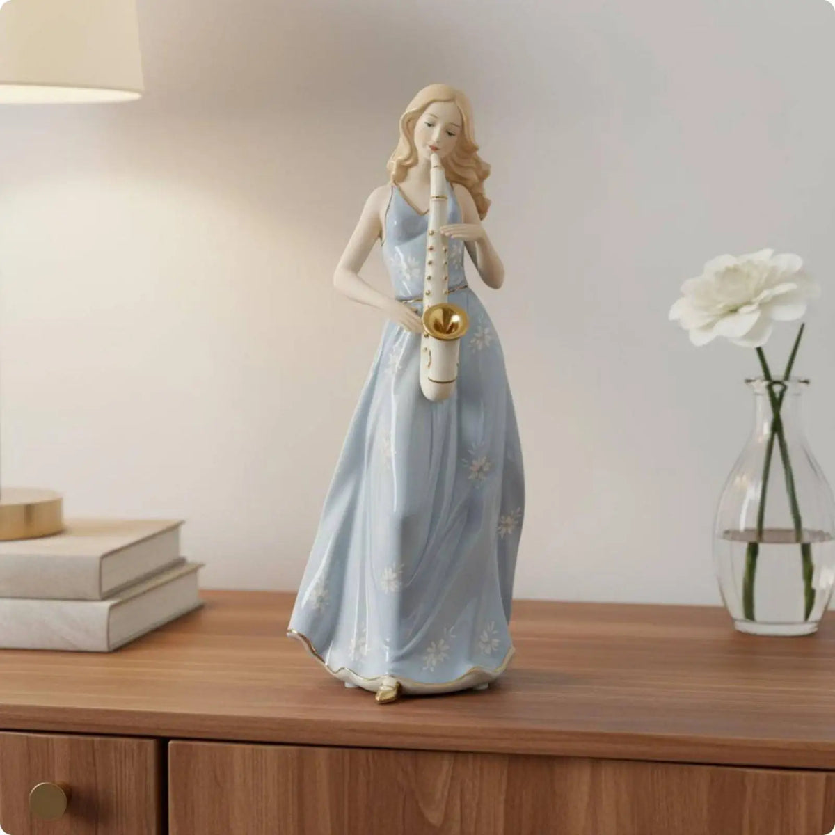 White Porcelain Ceramic Lady Figurine | Elegant Home Decor