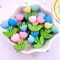 Kawaii Tulip Flatback Resin Figurines – 10PCS DIY Craft Decor