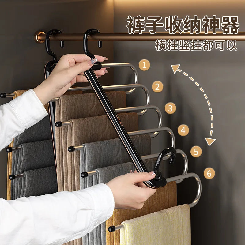 Multi-Layer Folding Pants Hanger Rack – Anti-Slip Clips