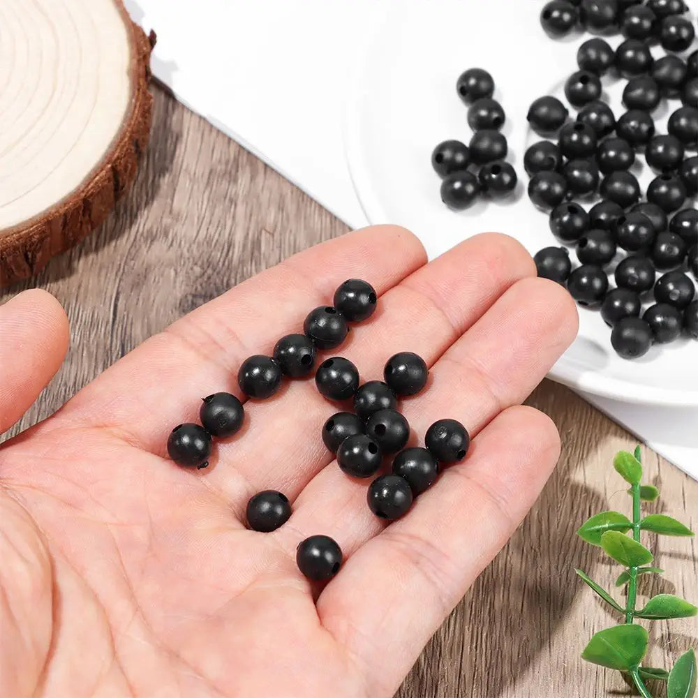 Black Plastic Fishing Beads 100PCS – Round Stop Beads 3–12mm