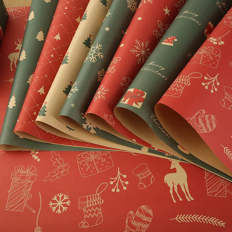 Christmas Vintage Kraft Wrapping Paper – Tree & Snowflake