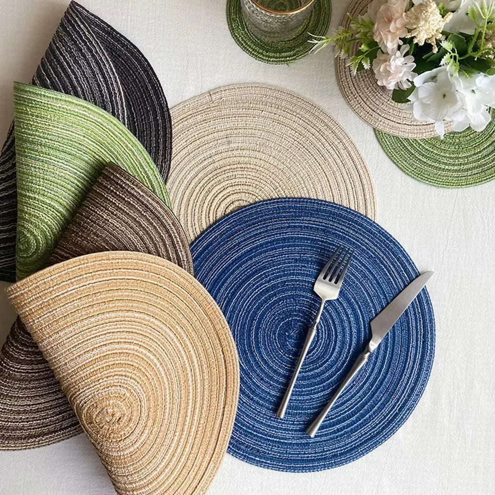 4-Pack Braided Round Placemats – Heat Resistant Woven Linen