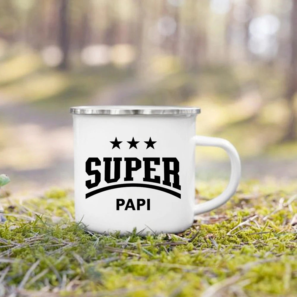 Super Papy Mamie Enamel Mug – Grandma & Grandpa Gift