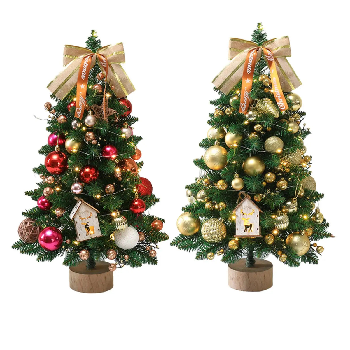 Kesoto Mini Tabletop Christmas Tree with LED Lights & Ornaments