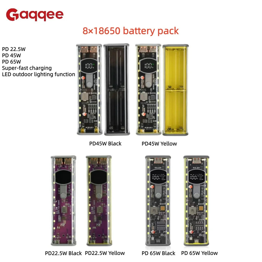 8×18650 DIY Power Bank Case | PD 65W Fast Charging Kit