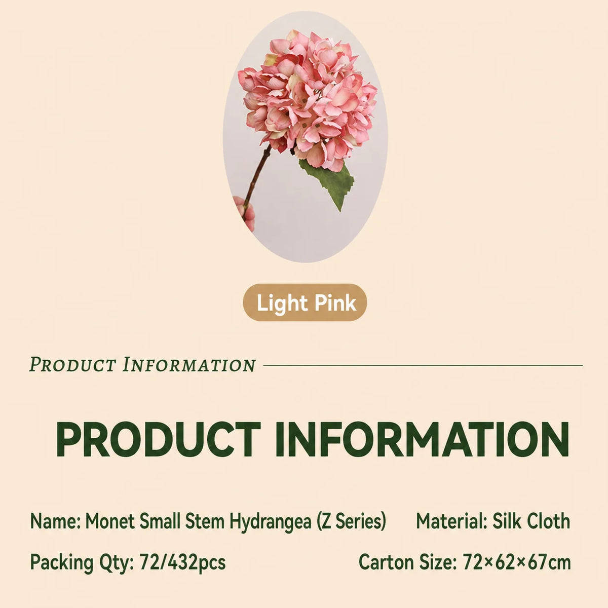 Silk Artificial Hydrangea Single Stem – 14 Colors | Fake Flower