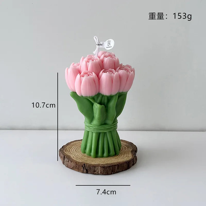 Tulip Bouquet Aromatherapy Candle – Floral Home Décor Gift