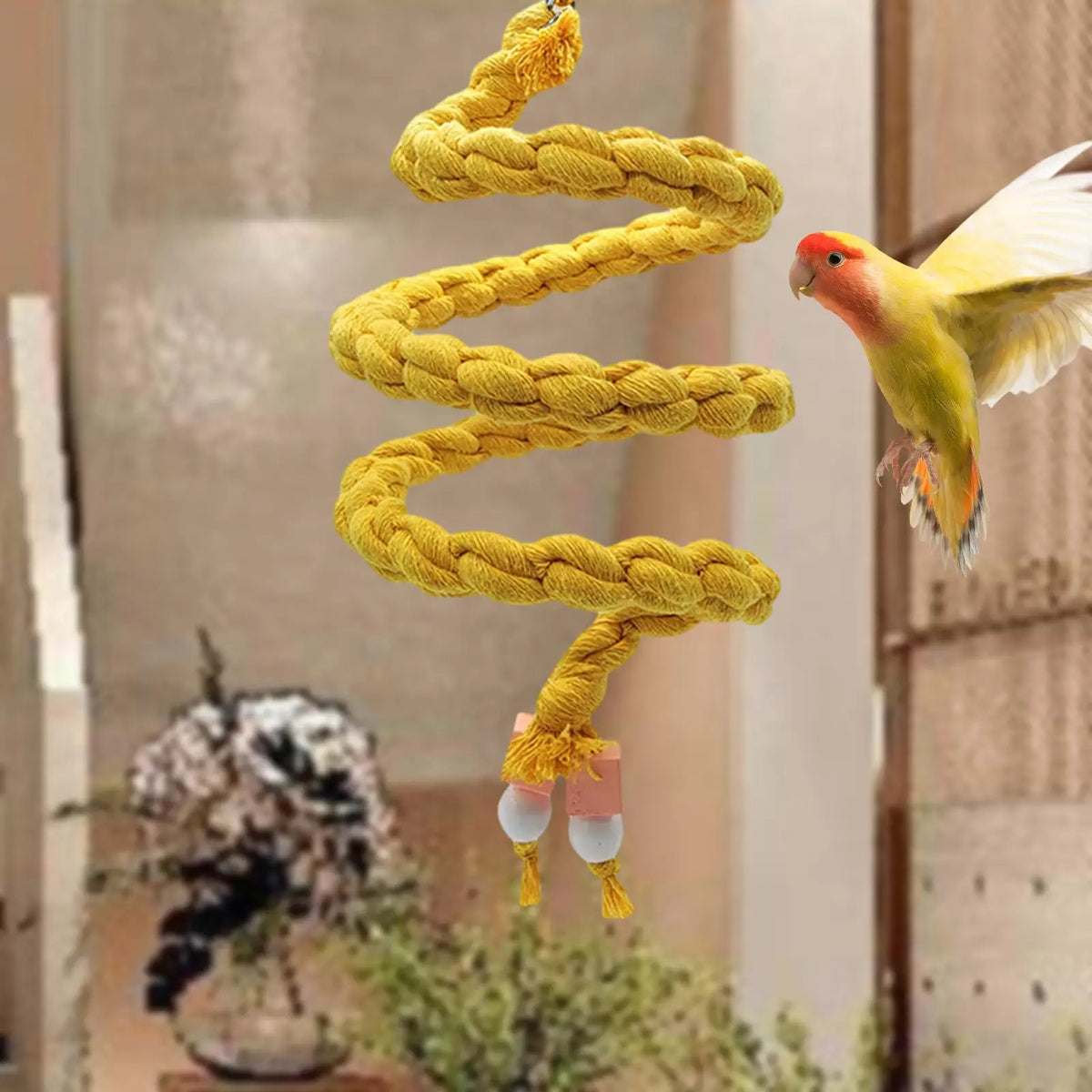 Parrot Rope Perch Toy – Bird Climbing, Chewing & Cage Stand
