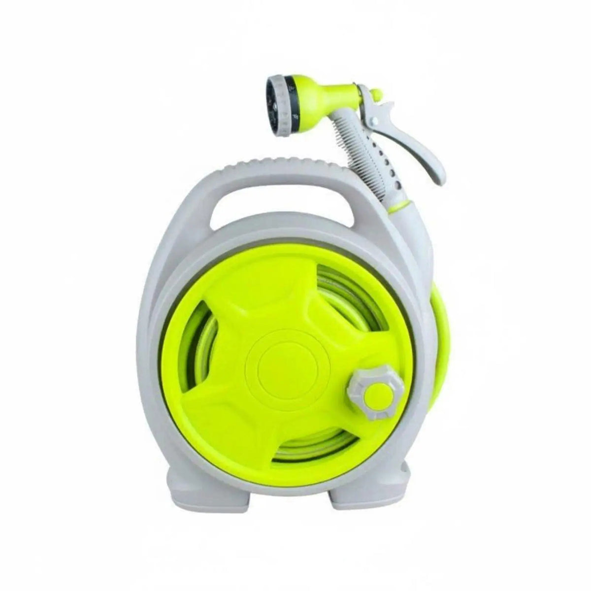 Portable 15M Garden Hose Reel Set with 6-Pattern Nozzle