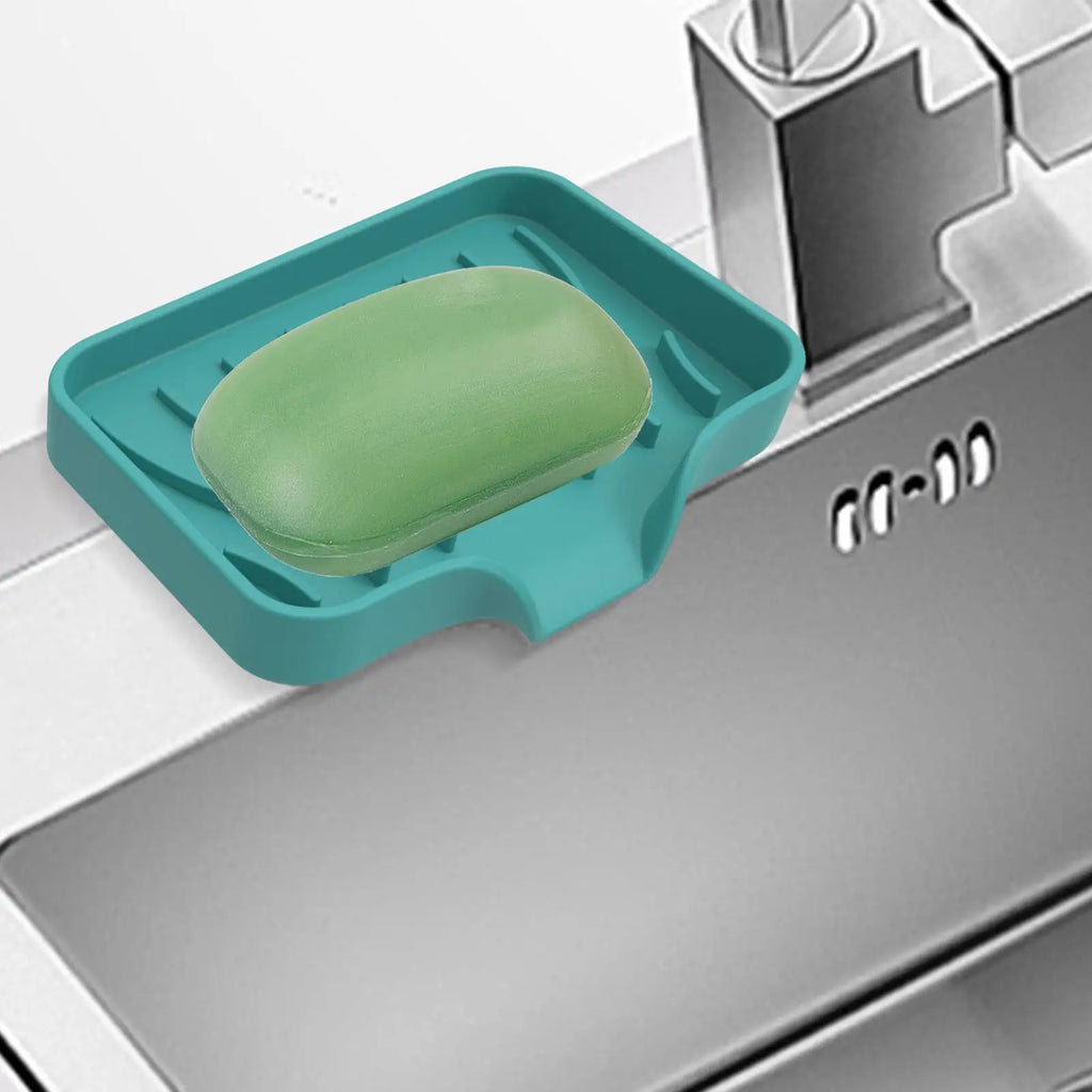 Silicone Self-Draining Soap Dish Holder | Bathroom & Kitchen