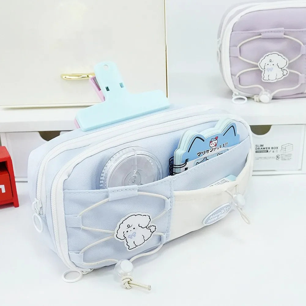 Drawstring Canvas Pencil Bag – Multi-Layer Large Capacity
