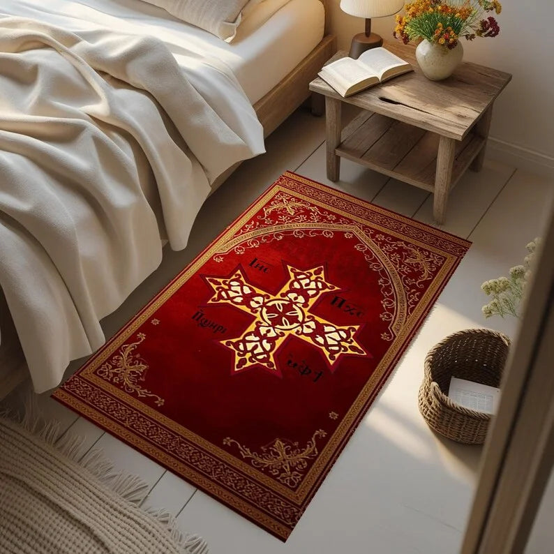 Byzantine Double-Headed Eagle Orthodox Prayer Rug | Non-Slip