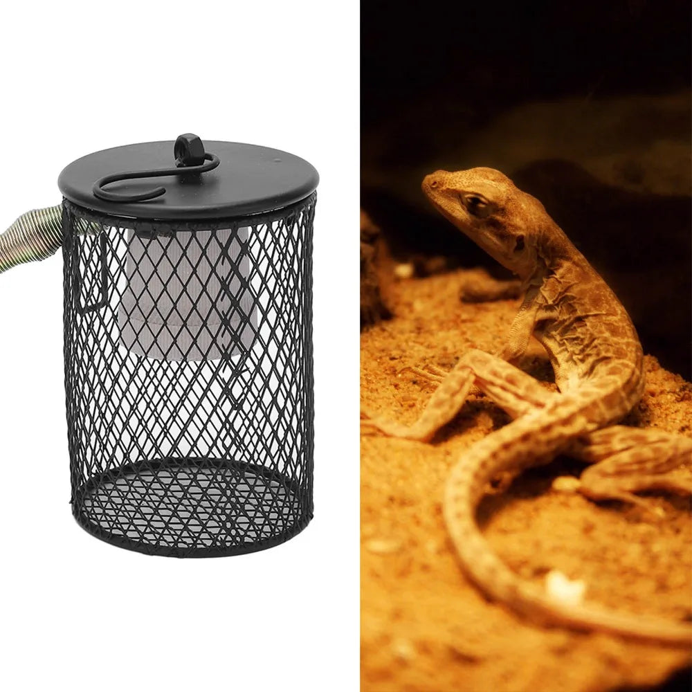 Iron Mesh Pet Heat Lamp Shade | 110V E27 Reptile Enclosure