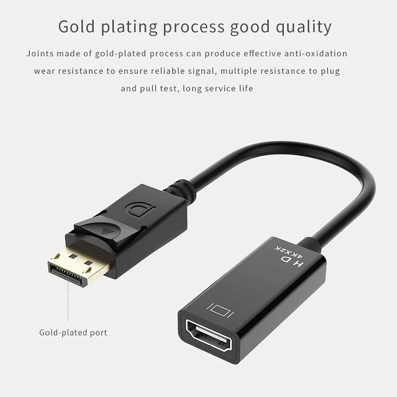 4K DisplayPort to HDMI Adapter | DP Male to HDMI Female Converter