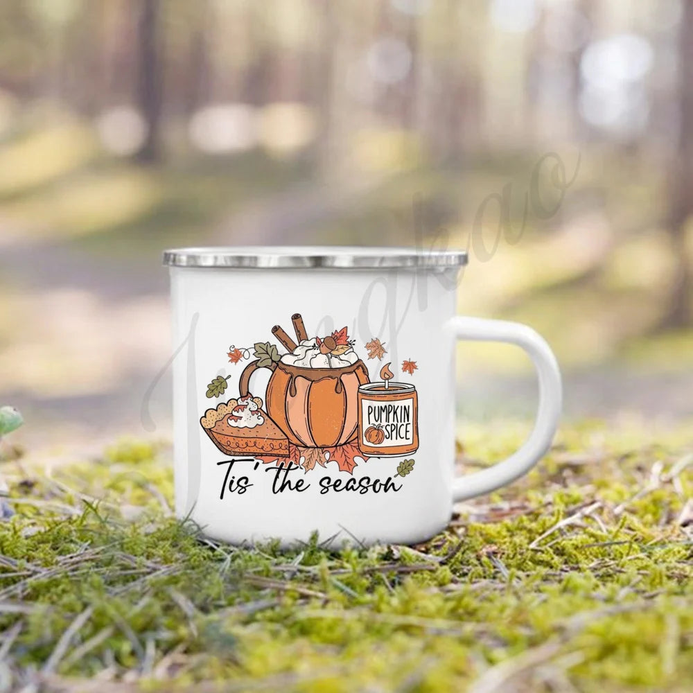Tis' The Season Enamel Mug | Fall Coffee & Cocoa Cup Gift