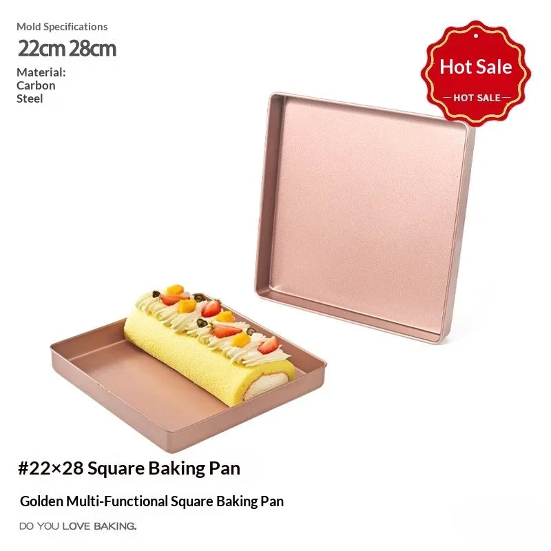 Square Non-Stick Baking Pan – Carbon Steel Cake & Cookie Sheet