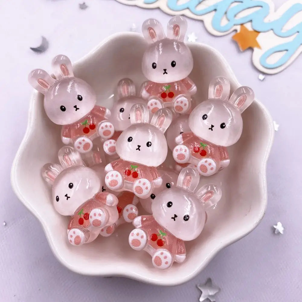 10PCS Kawaii Resin Flatback Figurines – Panda Rabbit Fox Bear