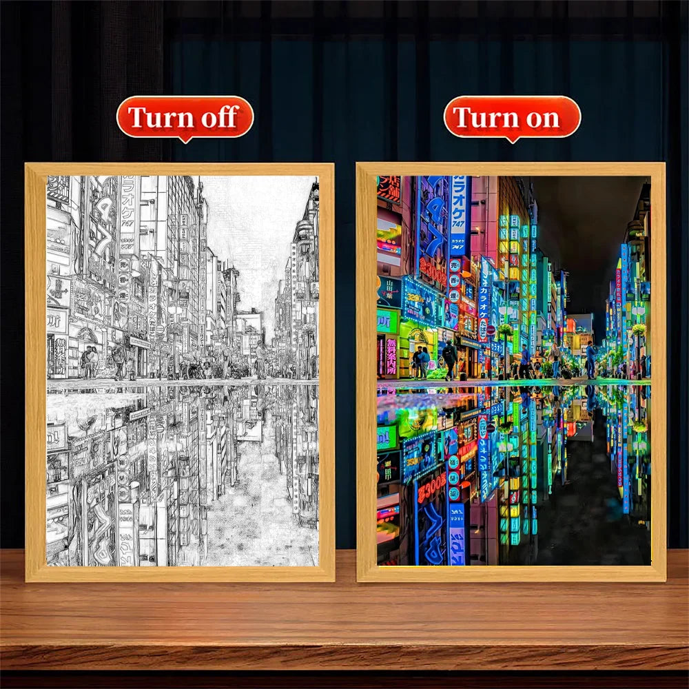 Tokyo City LED Light Painting | Wall Art Night Light Décor