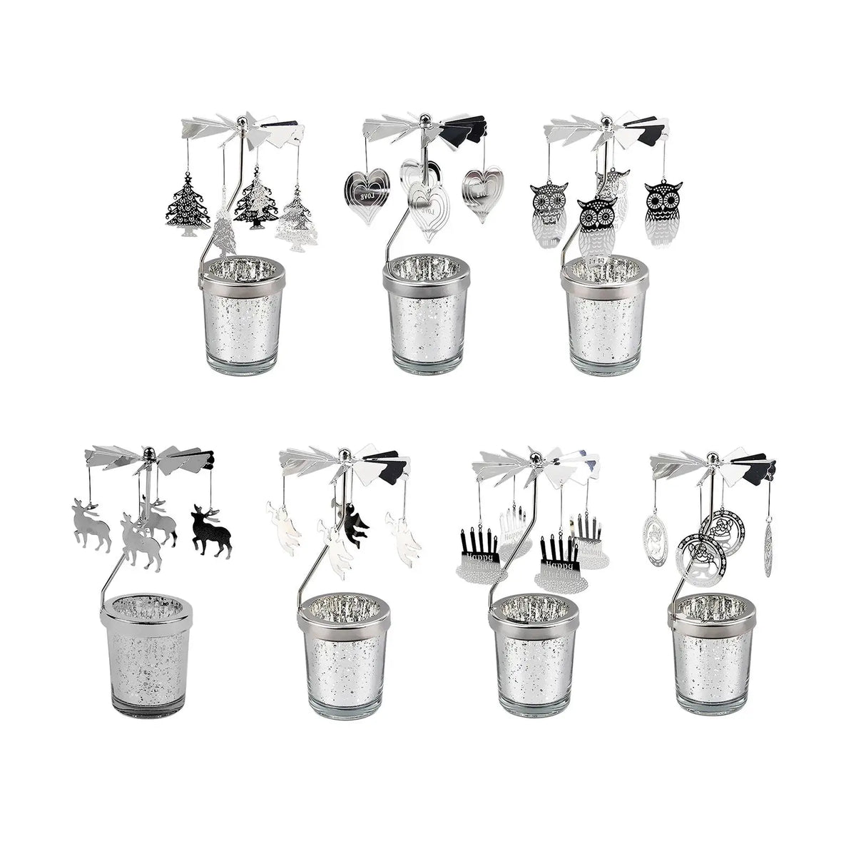 Rotary Metal Carousel Candle Holder | Spinning Tea Light Tray