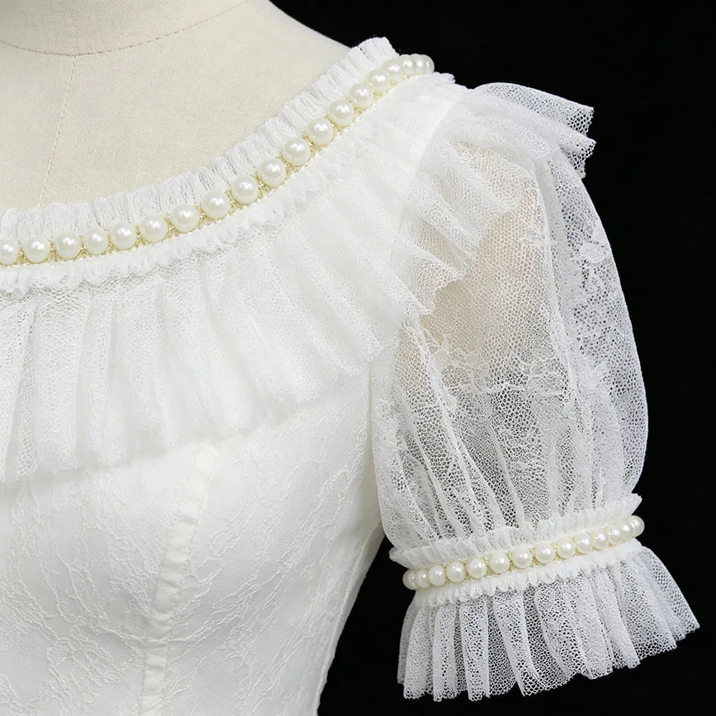 6cm Pearl Pleated Mesh Lace Trim – 1 Yard DIY Sewing